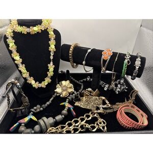 Vintage Lot of 15 Necklaces, Bracelets, Earrings And/or Brooches See Pics